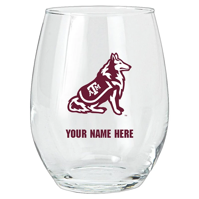 Texas A&M Aggies 15oz. Personalized Stemless Glass Tumbler