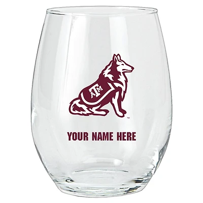 Texas A&M Aggies 15oz. Personalized Stemless Glass Tumbler