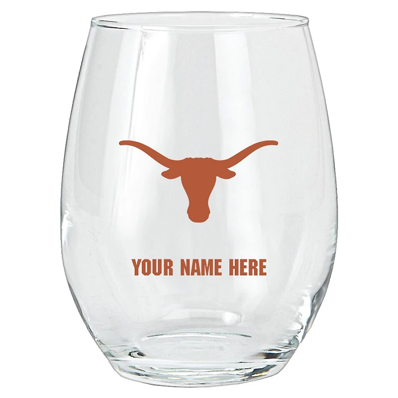 Texas Longhorns 15oz. Personalized Stemless Glass Tumbler