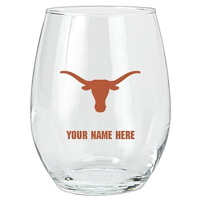 Texas Longhorns 15oz. Personalized Stemless Glass Tumbler