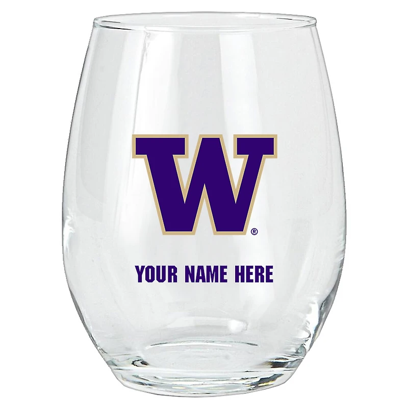 Washington Huskies 15oz. Personalized Stemless Glass Tumbler