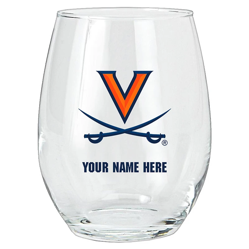 Virginia Cavaliers 15oz. Personalized Stemless Glass Tumbler