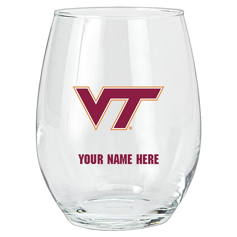 Virginia Tech Hokies 15oz. Personalized Stemless Glass Tumbler