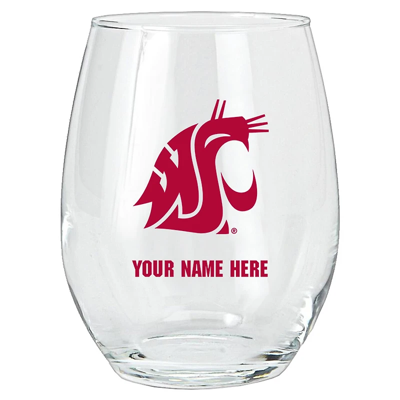 Washington State Cougars 15oz. Personalized Stemless Glass Tumbler