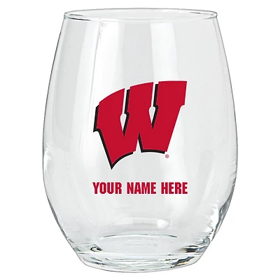 Wisconsin Badgers 15oz. Personalized Stemless Glass Tumbler