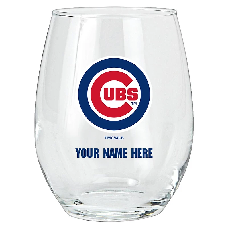 Chicago Cubs 15oz. Personalized Stemless Glass Tumbler