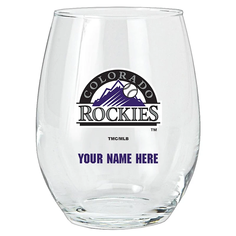 Colorado Rockies 15oz. Personalized Stemless Glass Tumbler
