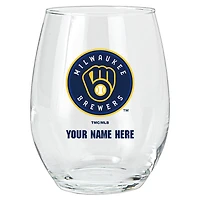 Milwaukee Brewers 15oz. Personalized Stemless Glass Tumbler