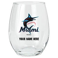 Miami Marlins 15oz. Personalized Stemless Glass Tumbler