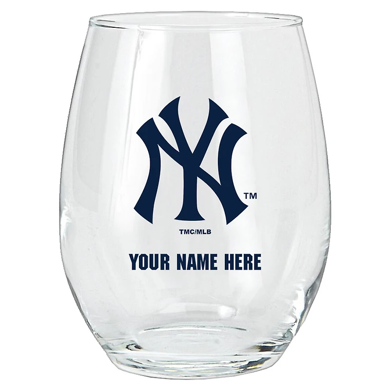 New York Yankees 15oz. Personalized Stemless Glass Tumbler