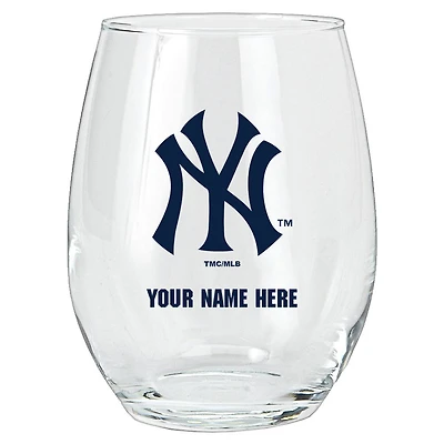 New York Yankees 15oz. Personalized Stemless Glass Tumbler