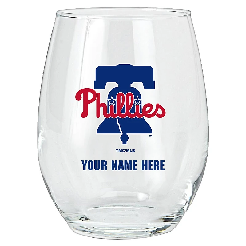 Philadelphia Phillies 15oz. Personalized Stemless Glass Tumbler