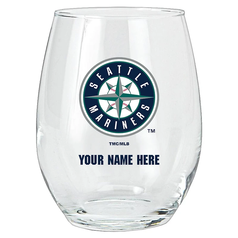 Seattle Mariners 15oz. Personalized Stemless Glass Tumbler