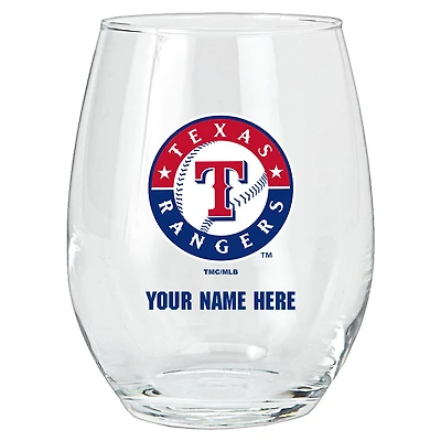 Texas Rangers 15oz. Personalized Stemless Glass Tumbler