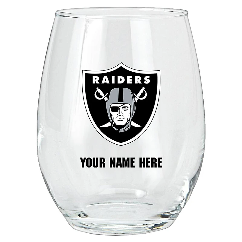 Las Vegas Raiders 15oz. Personalized Stemless Glass Tumbler