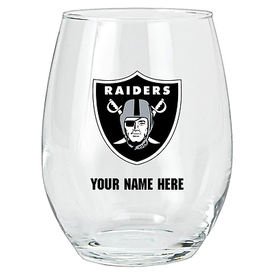 Las Vegas Raiders 15oz. Personalized Stemless Glass Tumbler
