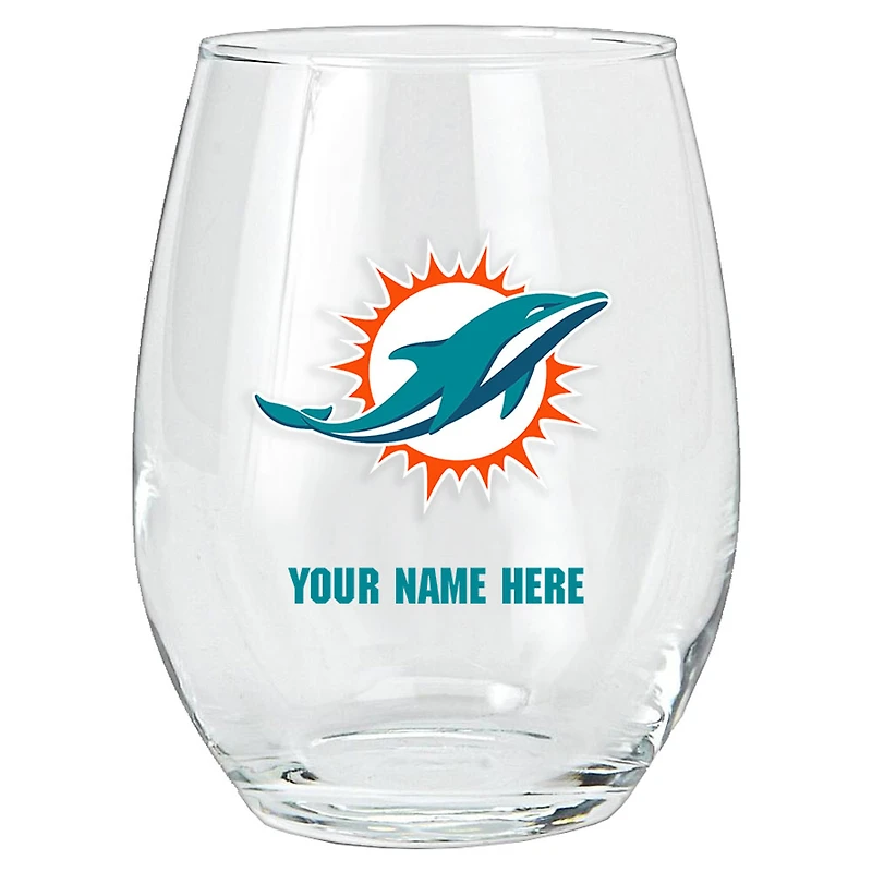 Miami Dolphins 15oz. Personalized Stemless Glass Tumbler
