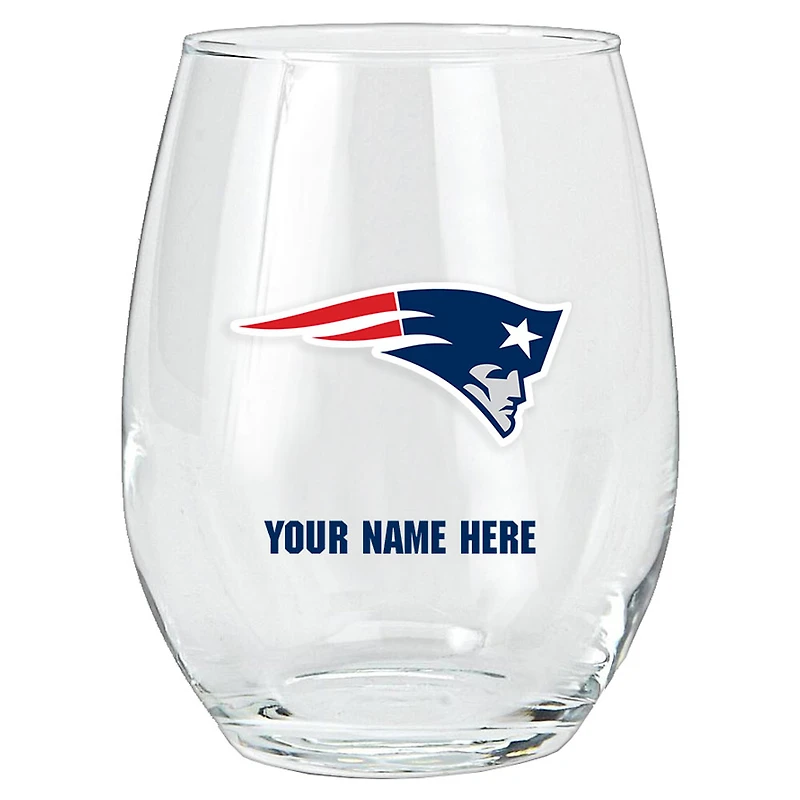 New England Patriots 15oz. Personalized Stemless Glass Tumbler