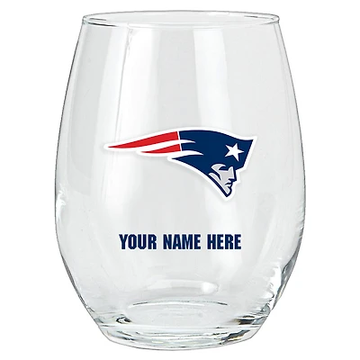 New England Patriots 15oz. Personalized Stemless Glass Tumbler
