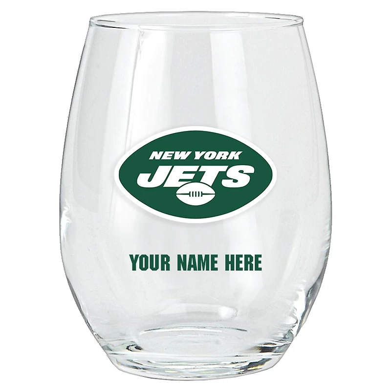 New York Jets 15oz. Personalized Stemless Glass Tumbler