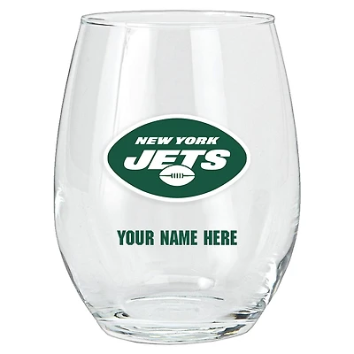 New York Jets 15oz. Personalized Stemless Glass Tumbler