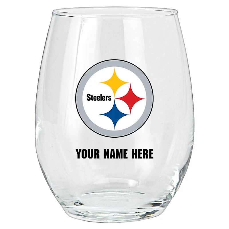 Pittsburgh Steelers 15oz. Personalized Stemless Glass Tumbler