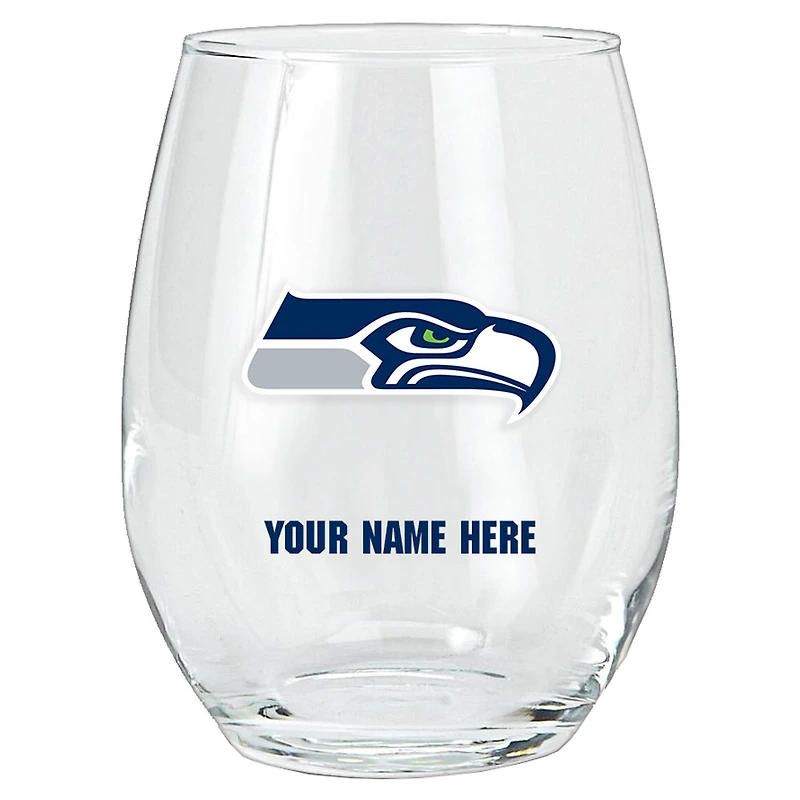 Seattle Seahawks 15oz. Personalized Stemless Glass Tumbler