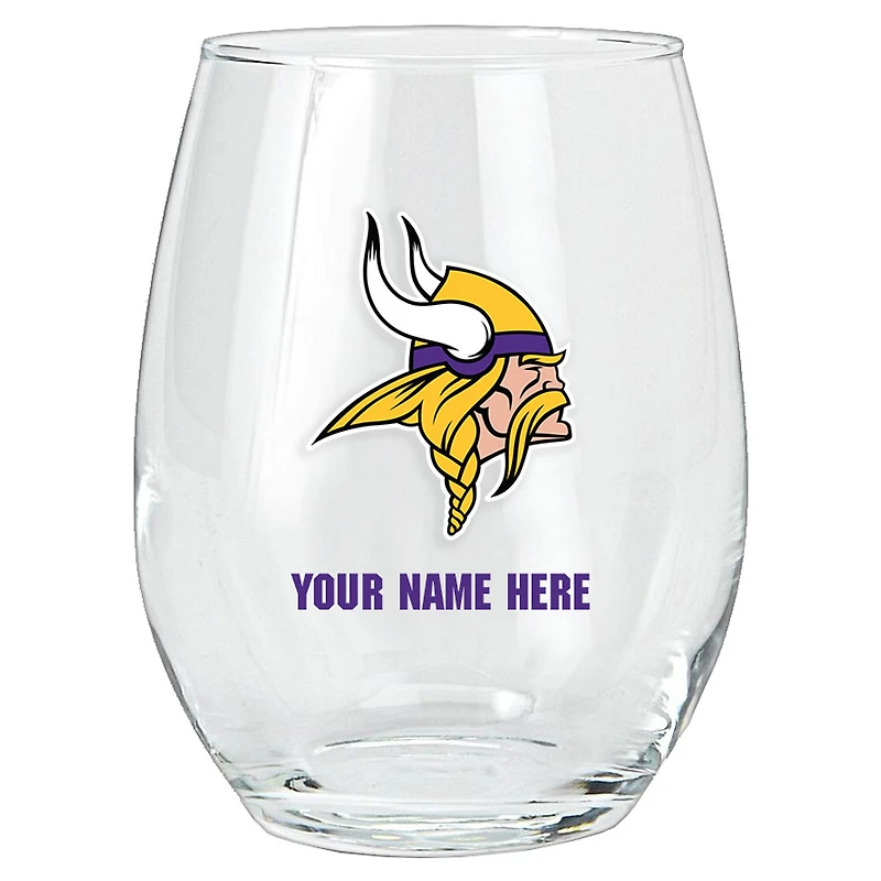 Minnesota Vikings 15oz. Personalized Stemless Glass Tumbler