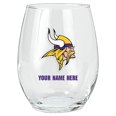 Minnesota Vikings 15oz. Personalized Stemless Glass Tumbler