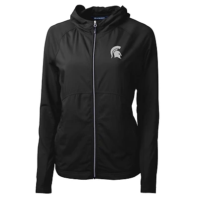 Women's Cutter & Buck Black Michigan State Spartans Adapt Eco Knit Full-Zip Jacket