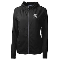 Women's Cutter & Buck Black Michigan State Spartans Adapt Eco Knit Full-Zip Jacket