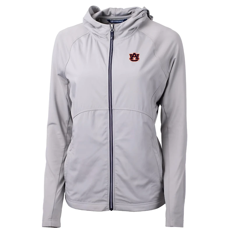 Women's Cutter & Buck White Auburn Tigers Adapt Eco Knit Full-Zip Jacket