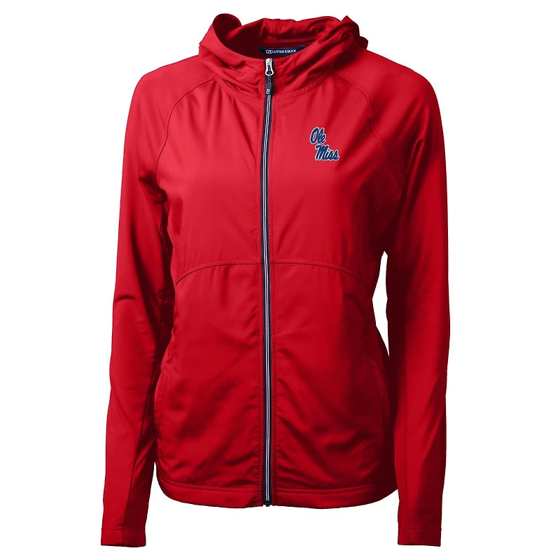 Women's Cutter & Buck Red Ole Miss Rebels Adapt Eco Knit Full-Zip Jacket