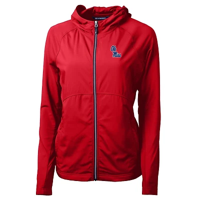 Women's Cutter & Buck Red Ole Miss Rebels Adapt Eco Knit Full-Zip Jacket