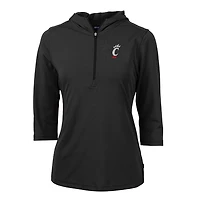 Women's Cutter & Buck Cincinnati Bearcats Virtue Eco Pique 3/4 Sleeve Half-Zip Pullover Hoodie