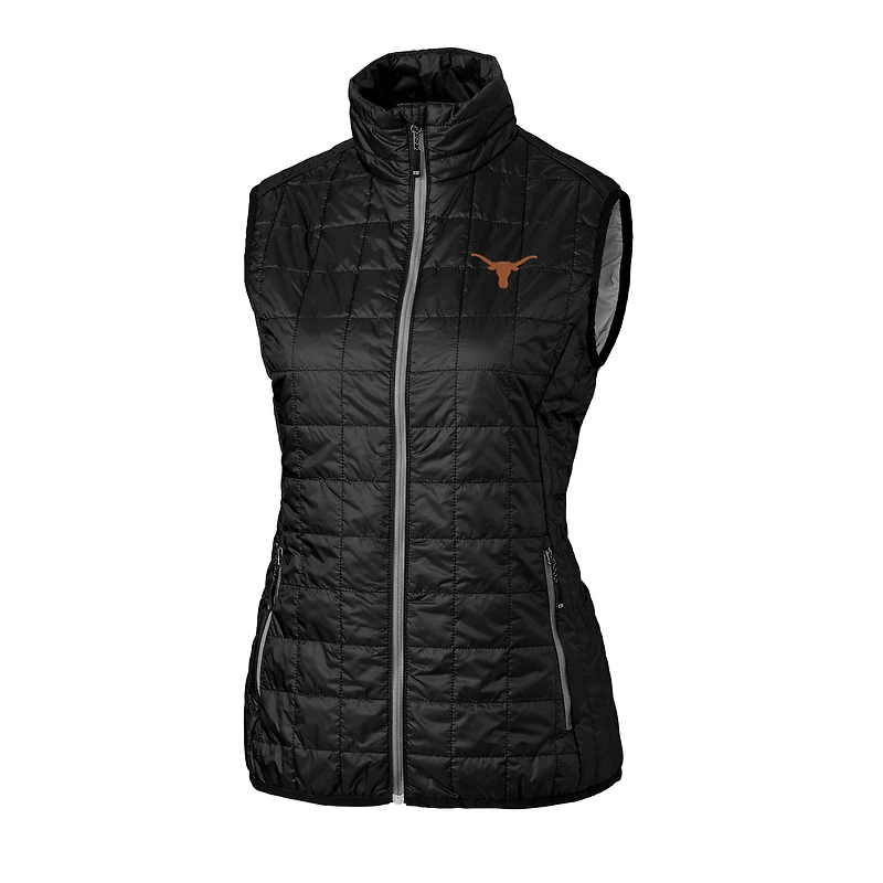 Women's Cutter & Buck Black Texas Longhorns Rainier PrimaLoft Eco Full-Zip Vest