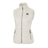 Women's Cutter & Buck White Iowa Hawkeyes Rainier PrimaLoft Eco Full-Zip Vest