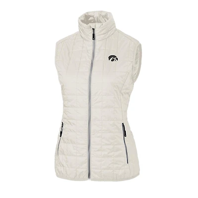 Women's Cutter & Buck White Iowa Hawkeyes Rainier PrimaLoft Eco Full-Zip Vest