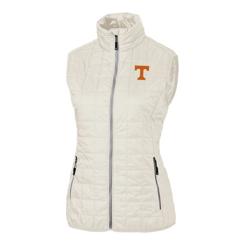Women's Cutter & Buck White Tennessee Volunteers Rainier PrimaLoft Eco Full-Zip Vest