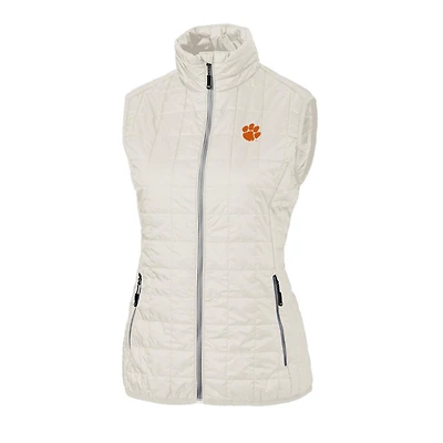 Women's Cutter & Buck White Clemson Tigers Rainier PrimaLoft Eco Full-Zip Vest