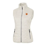 Women's Cutter & Buck White Clemson Tigers Rainier PrimaLoft Eco Full-Zip Vest