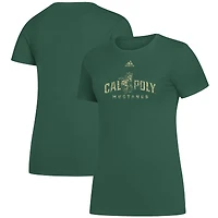 Women's adidas Hunter Green Cal Poly Mustangs Amplifier Team Logo T-Shirt