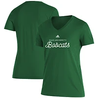 Women's adidas Hunter Green Ohio Bobcats Blend V-Neck T-Shirt