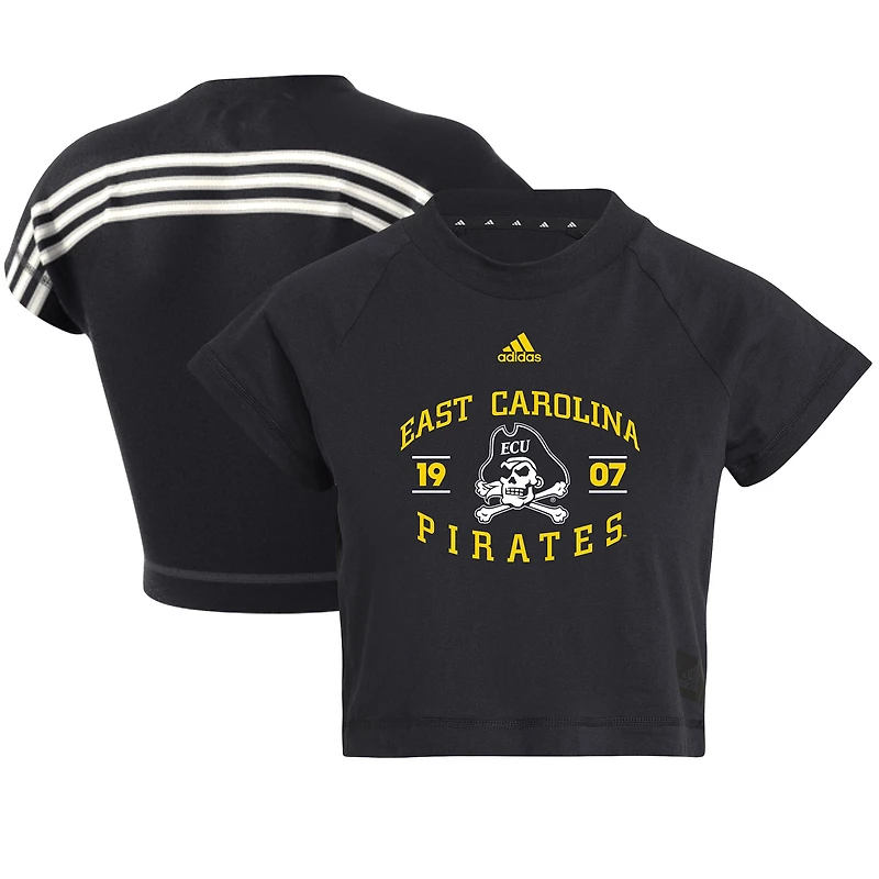 Women's adidas Black ECU Pirates Recycled Cropped T-Shirt