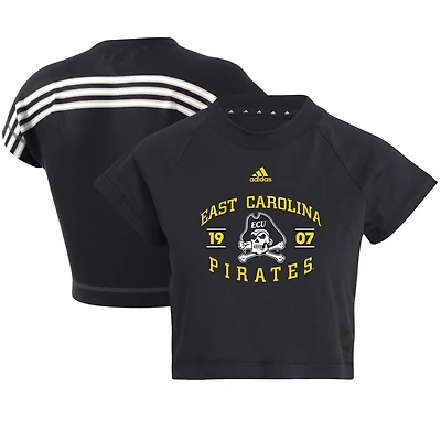 Women's adidas Black ECU Pirates Recycled Cropped T-Shirt