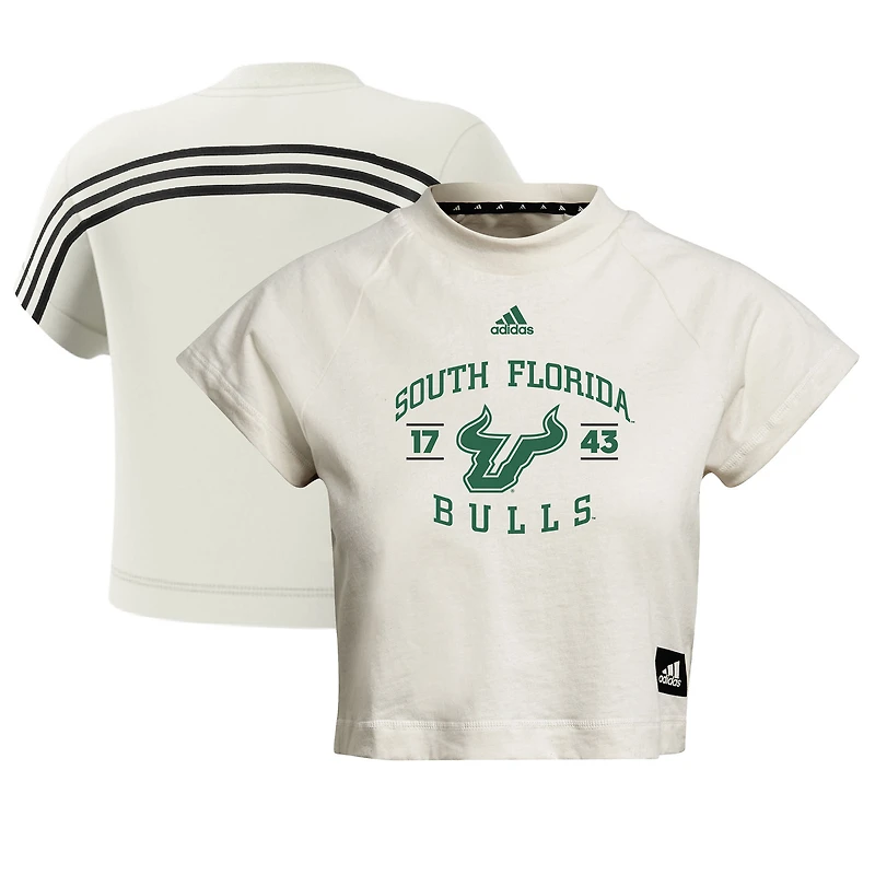 Women's adidas Oatmeal South Florida Bulls Recycled Cropped T-Shirt