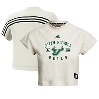 Women's adidas Oatmeal South Florida Bulls Recycled Cropped T-Shirt