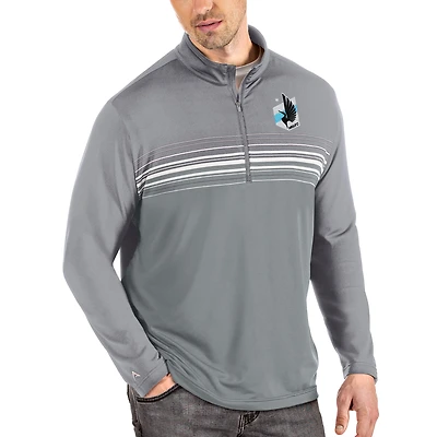 Men's Antigua Steel/Gray Minnesota United FC Pace Quarter-Zip Pullover Jacket