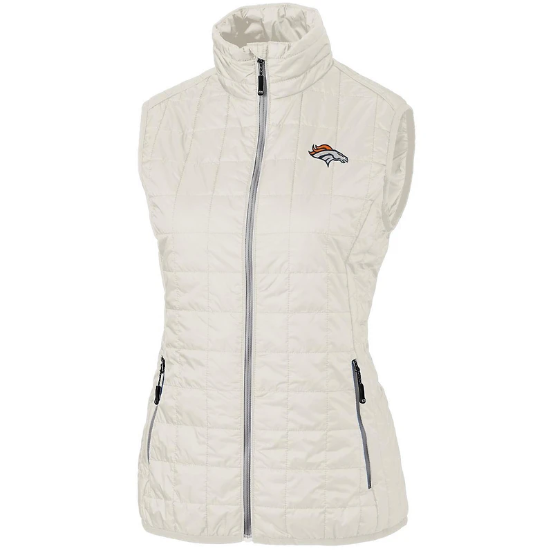 Women's Cutter & Buck Cream Denver Broncos Rainier PrimaLoft Eco Full-Zip Vest