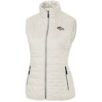 Women's Cutter & Buck Cream Denver Broncos Rainier PrimaLoft Eco Full-Zip Vest
